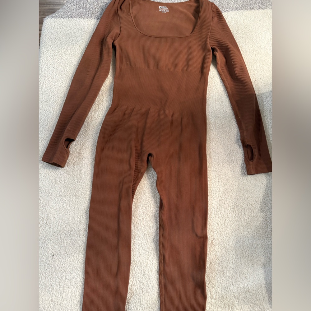 Brown Long Sleeve Jumpsuit
